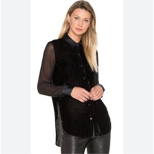 rag & bone Black Sheer Long Sleeve Blouse